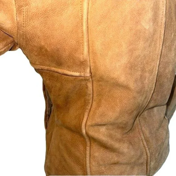 Beyond Sport California Moto Jacket Womens Small Leather Caramel Zip Sleeves - Picture 12 of 15